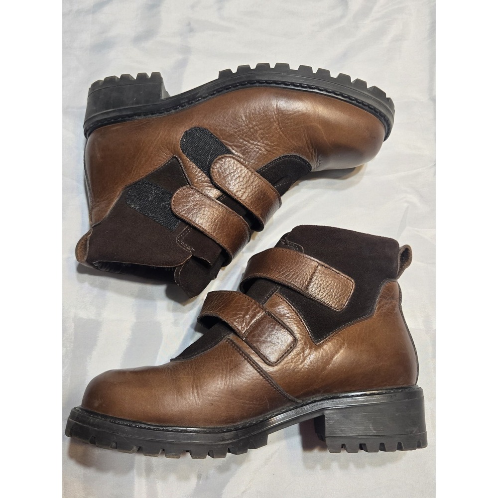 LL Bean Womens Leather Hiking Boots Size 9X Brown Lined Hook Loop Closure - Picture 3 of 9